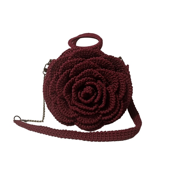 African Handmade Crochet Sling Flower Purse - Picture 2 of 6